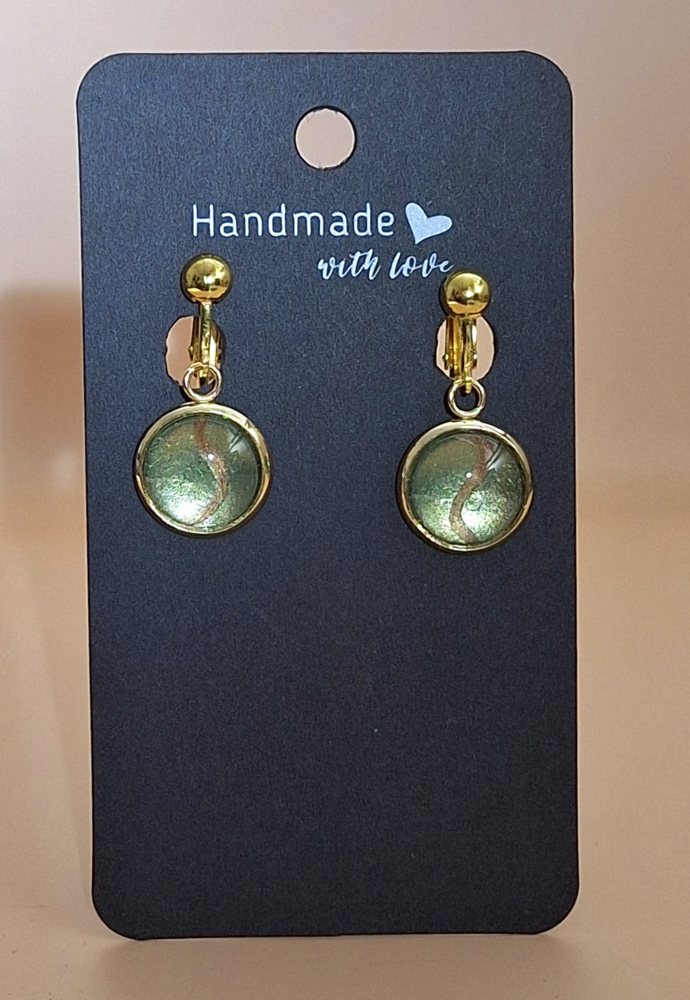 Ohrclip - jadegrün-gold Ohrclip - jadegrün-gold