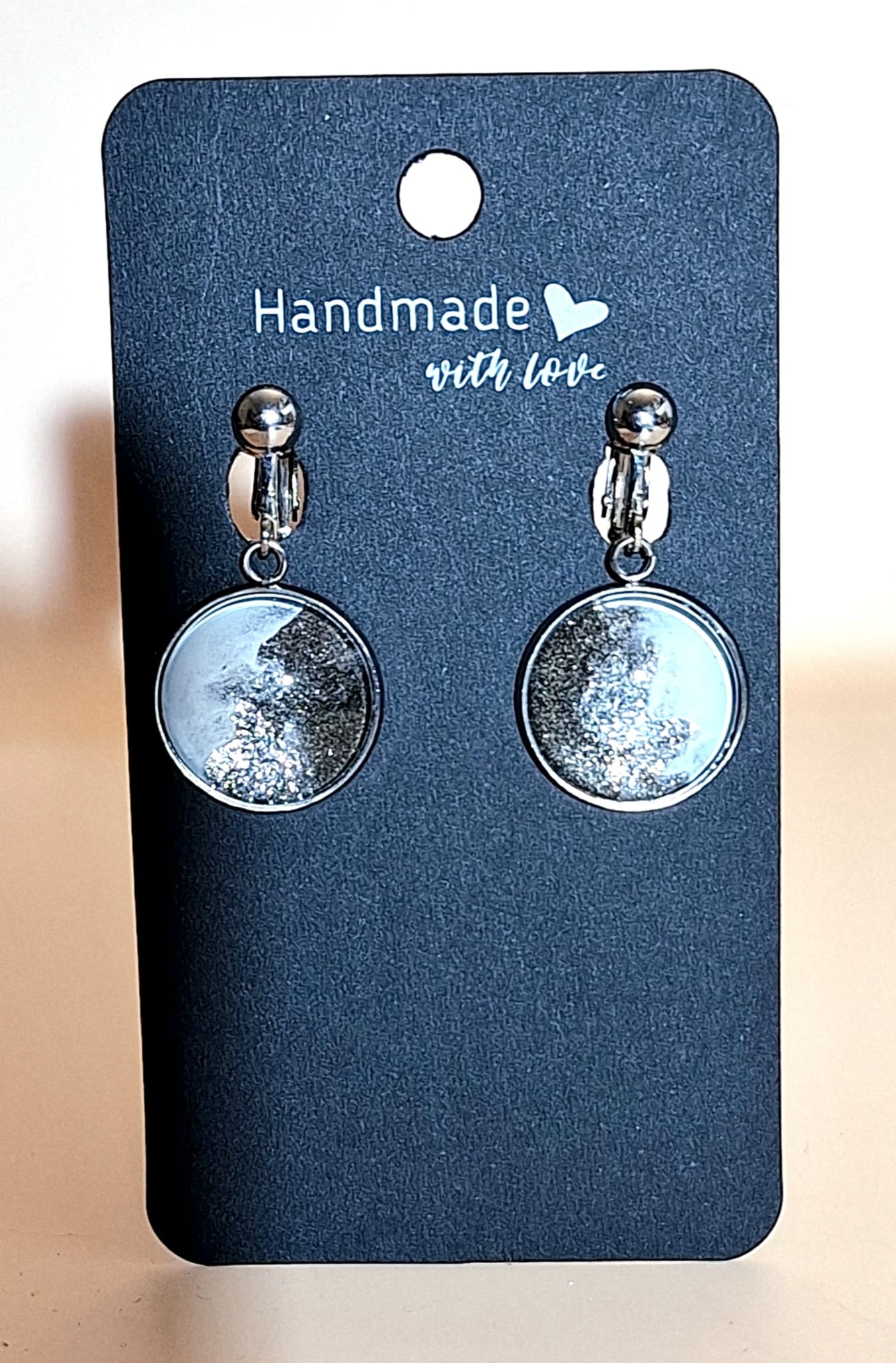 Ohrclips - 16 mm Ohrclips - 16 mm - schwarz/weiß/silber