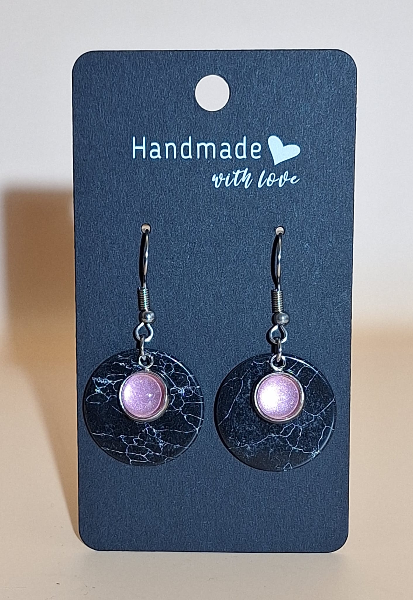 Ohrhänger - rund - Mamor - altrosa Ohrhänger - rund - Mamor - altrosa