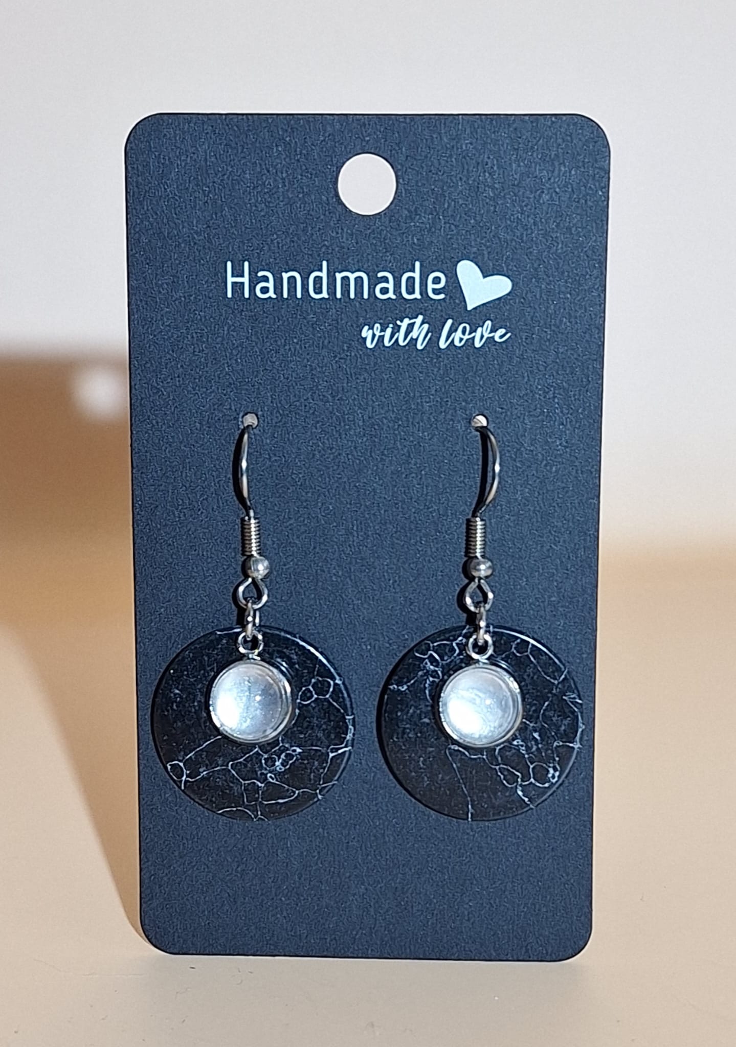 Ohrhänger - rund - Mamor - perlutt-weiß Ohrhänger - rund - Mamor - perlutt-weiß