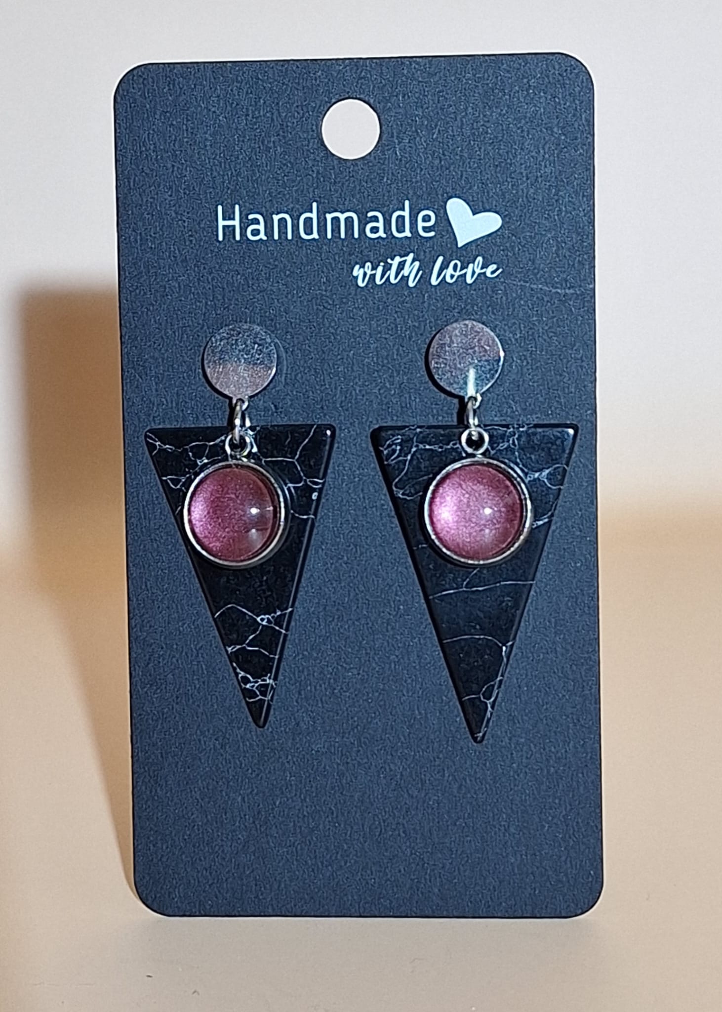 Ohrstecker - dreieckig - dunkelrosa Ohrstecker - dreieckig - dunkelrosa